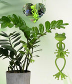 6 pcs frog Plant Stand , green animal shaped support frame ,small potted plant holder , garden decoration for indoor and outdoor use , pot fixing clamp for up right plant growth