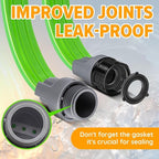 LAVEVE Heavy Duty Sprinkler Soaker Hose 100 FT, Flat Garden Hose with Holes, Efficient Flexible Irrigation Hose for Yard, Lawn and Garden, Includes Stakes (50FT x 2Pack)