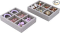 DesignSter Small Jewelry Tray, 2PCS Ring Organizer, Velvet Jewelry Display Tray, Stackable Jewelry Organizer Trays, Jewelry Drawer Organizer Inserts For Dresser, Jewelry Box (Gray)