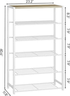 Yusong Shoe Rack Organizer, 6 Tier Industrial Shoe Storage Shelf, Narrow Sturdy Metal Shoe Shelves for Closet Entryway, Rustic Brown