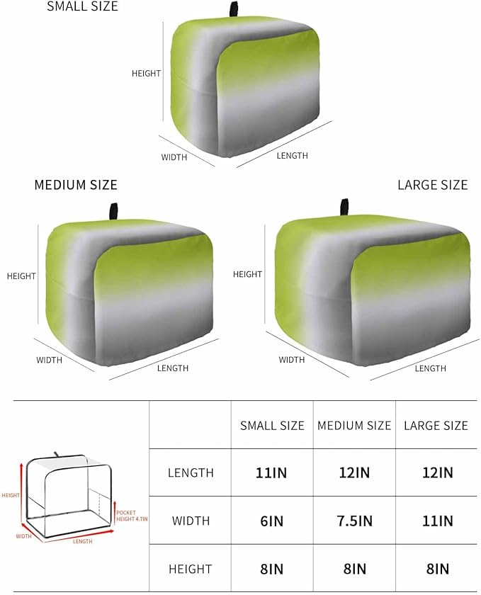 Toaster Cover 2 Slice Ombre Green Toaster Oven Cover with Pockets Green Grey Dustproof Bakeware Protector Small Kitchen Appliance Dust Covers and Fingerprint Protection for Women