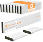 REBECAT 8 Pack Drawer Dividers for Clothes Adjustable Drawer Dividers 4" High Expandable from 15"-21" for Dresser Baby Clothes Bathroom,Bedroom Kitchen and Office Storage，White