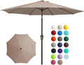 JEAREY 9FT Outdoor Patio Umbrella Outdoor Table Umbrella with Push Button Tilt and Crank, Market Umbrella 8 Sturdy Ribs UV Protection Waterproof for Pool, Garden (Tan)