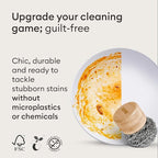 Vove Premium Magnetic Scrubber with Bamboo Handle - Steel Wool Scourer for Pots, Pans & Bottles - Heavy Duty Kitchen Cleaner with 3 Recyclable Steel Pads - Stainless Steel Scrubber Set