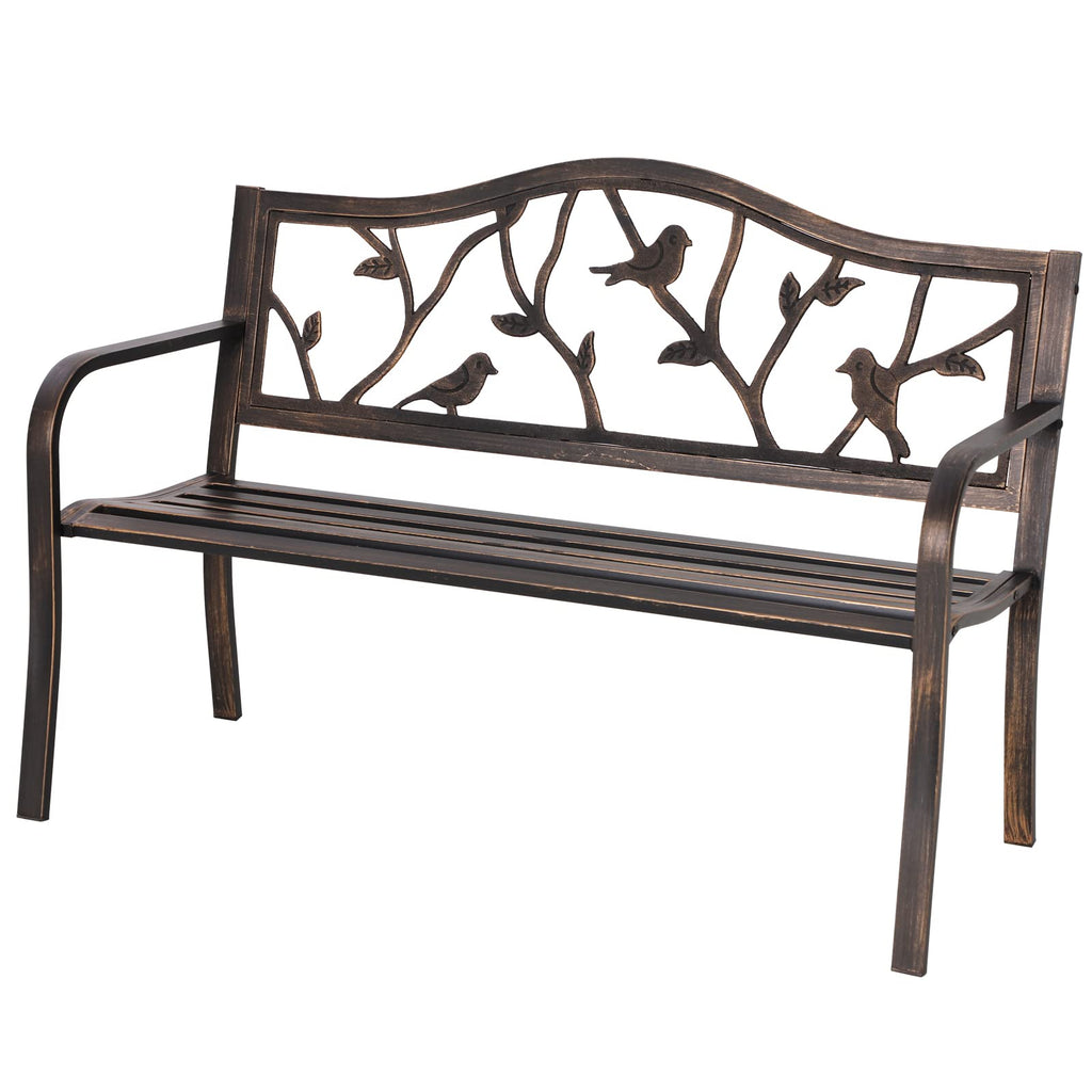 Sophia & William 50 Inches Outdoor Bench for Patio and Park, Bird Bronze