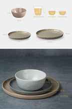 Famiware Mars Plates and Bowls Set, 24 Pieces Dinnerware Sets, Dishes Set for 8, Multi-color