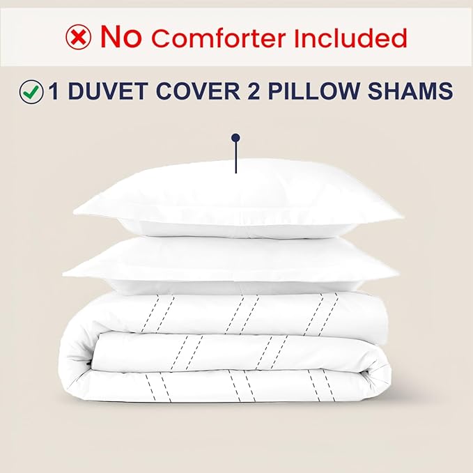 Kotton Culture Oversized King Size Duvet Cover Set 100% Egyptian Cotton - 600 Thread Count Ultra Soft Premium Comforter Cover Zipper Closure & Corner Ties (Arrow White,Oversized King 120" X 98")