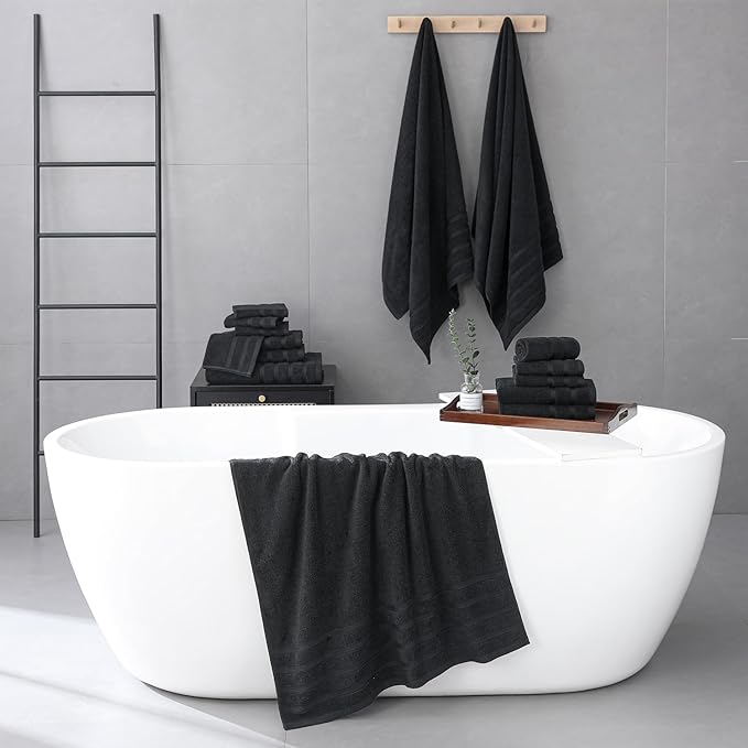 8-Piece Bath Towels Set, 100% Cotton Thick Soft Highly Absorbent Durable, Quick Dry, Bathroom Towels Set (2 Bath Towels, 2 Hand Towels, 4 Washcloths) - Perfect for Daily Use