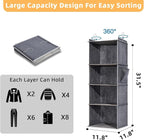 2 Packs Hanging Closet Organizer, 4-Shelf Closet Organizers and Storage with Side Pockets, Collapsible Hanging Shelves for Closet & RV & College Dorm,Grey