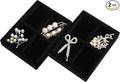 DesignSter Small Jewelry Tray-Ring Organizer 2PCS Premium Velvet Rings Earrings Display Tray Storage Insert Holder for Jewelry Box, Drawer, Dresser (4 Grids, Black)