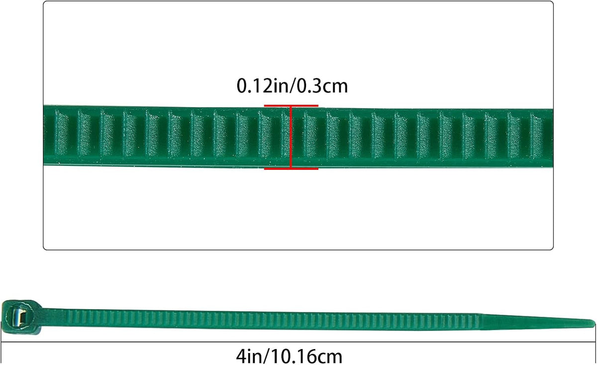 4 inch 3mm Dark Green Nylon Garden Cable Zip Ties Self Locking Cable Ties Twist Ties, Multi-Purpose Cable Tie (200 Pcs) Decoration Tie Wraps for Christmas Tree