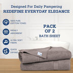 Casa Lino Bath Sheets Set Extra Large - 100% Cotton Extra Large Bath Towels - Highly Absorbent & Quick Dry Oversized Towels for Adults - 60" x 30" - Pack of 2 - (Brown)