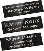 Custom Engraved Name Tag Badge for Business Personalized Identification with Pin or Magnetic Backing Aluminum ID Badge (Black/White, 1" x 3")