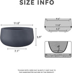 Kante 15.7" Dia Round Concrete Planter, Cement Plant Pots with Drainage Hole and Rubber Plug for Outdoor Indoor Garden Home, Modern Curvaceous Design, Dark Gray