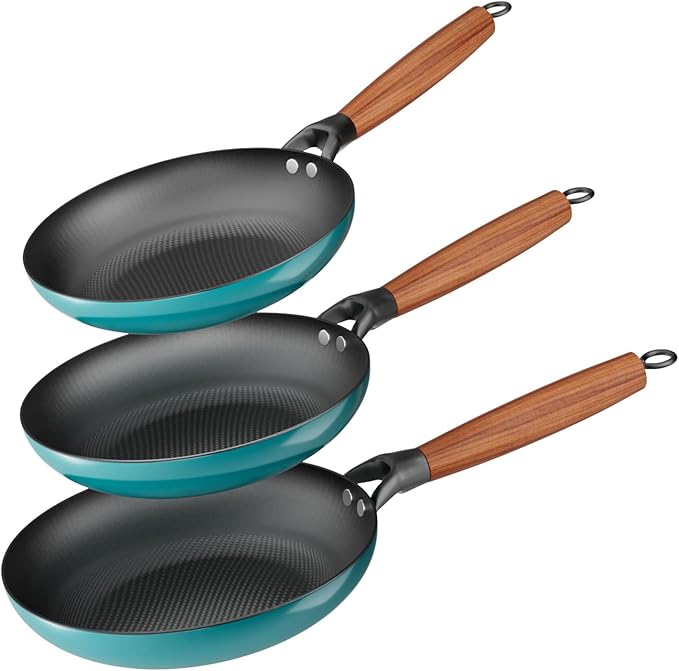 YUTANN Nonstick Frying Pan Set, 8" 10" 12" Ceramic Frying Pans, Pre-seasoned Cast Iron Pan Cookware Set with Removable Handle, Dishwasher Safe, Free of PFAS & PFOA, Compatible with All Stovetops