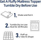 Mattress Topper Twin for Back Pain, Extra Thick Mattress Pad Cover, Plush Pillow Top, Deep Elastic Pocket, White