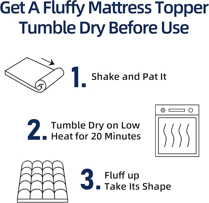 Mattress Topper Twin for Back Pain, Extra Thick Mattress Pad Cover, Plush Pillow Top, Deep Elastic Pocket, White
