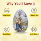 Vintage Easter Egg Tin Box (Style B), Metal Rabbit Easter Egg Containers for Candy & Treats, Reusable Decorative Gift Tin