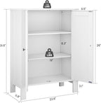 Bathroom Cabinet, Modern Bathroom Floor Storage Cabinet, Freestanding Organizer with Adjustable Shelves & Double Doors, 3-Tier Home Living Room Furniture