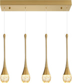 Dining Room Light Fixture 4-Light Gold Kitchen Island Lighting Industrial Linear Crystal Chandeliers for Dining Room Pendant Light Fixture for Living Room Hallway Bedroom