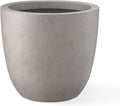 Kante 14 Inch Dia Round Concrete Planter, Indoor Outdoor Large Plant Pot with Drainage Hole and Rubber Plug for Home Patio Garden, Weathered Concrete