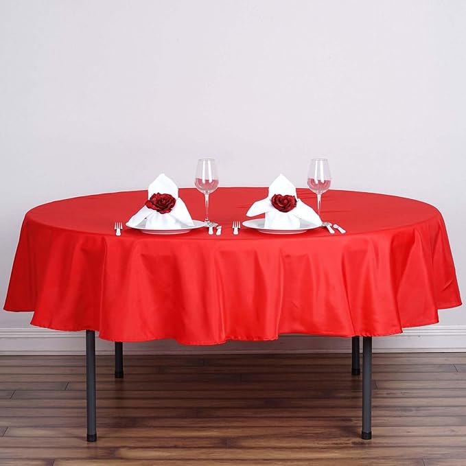 Efavormart Round Tablecloth, 70 Inch Stain & Wrinkle Resistant Washable Table Cloth, Decorative Polyester Fabric Table Cover for Banquet, Wedding, Dining- Red