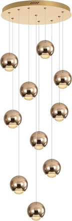 10-Light LED Staircase Gold Chandelier Crystal Ceiling Lights Large Chandeliers for High Ceilings, Entryway Modern Lighting Fixture Villas and Stairs