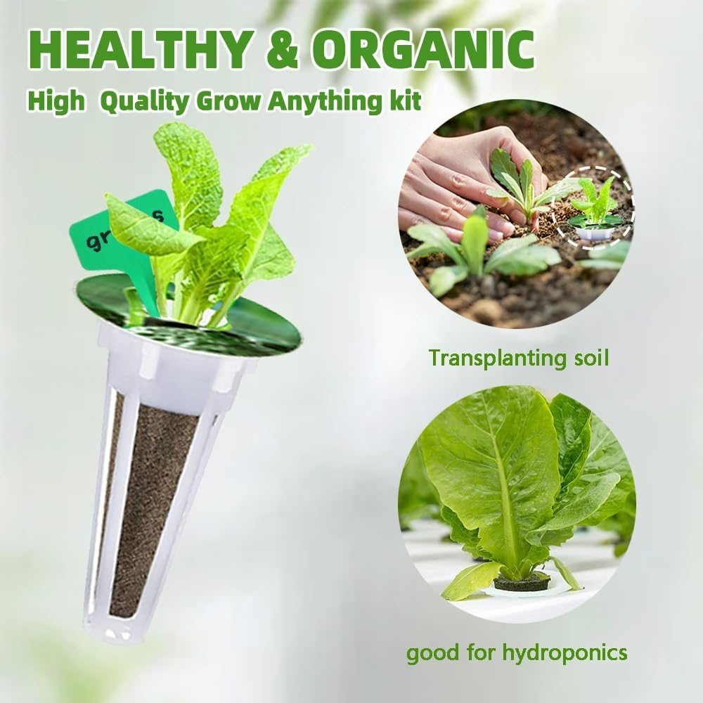 90pcs Hydroponic Seed Pod Kit Include 30pcs Plant Replacement Basket Containers,30 Grow Domes and 30 Seed Label Compatible with Hydroponic Growing Garden System(0.5 Inch,White)
