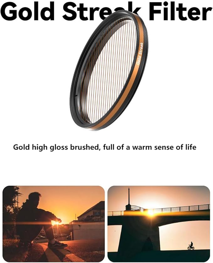 Fotorgear Camera Lens Filter,67mm Clip On Filters Professional Photography for Camera Lens, 67mm Universal Phone Polarizer Filter CPL ND Black Mist Gold Streak for iPhone Xiaomi Huawei(Gold Streak)