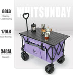 Whitsunday Collasible Wagon, Large Capacity 400Lbs, All-Terrain Wheels Heavy Duty Utility Wagon for Gardening Shopping Fishing Camping Outdoor Picnic Purple