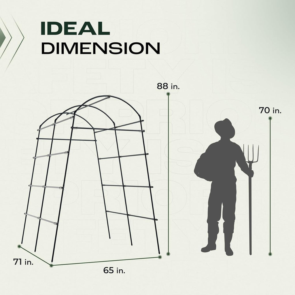 Idzo Garden Arch Trellis, 88in Tall Stainless Steel Tunnel Vegetable Trellis w PE Coating Protect Against Rust, Space-Saving & Durable Cucumber Trellis for Climbing Plants Outdoor, Minimal Maintenance