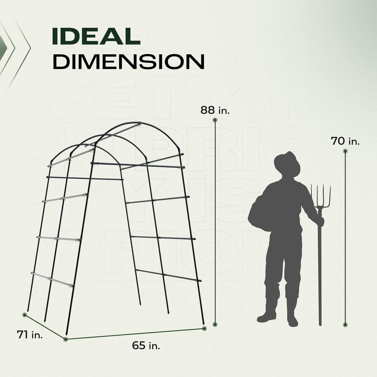 Idzo Garden Arch Trellis, 88in Tall Stainless Steel Tunnel Vegetable Trellis w PE Coating Protect Against Rust, Space-Saving & Durable Cucumber Trellis for Climbing Plants Outdoor, Minimal Maintenance