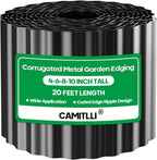Corrugated Metal Garden Edging, Sturdy Tall Landscape Edging Borders, Perfect DIY for Flower Beds, Lawn and Pathway, Tree Surrounds, Paver Edges (Black, 8"×20FT)