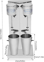 Milkshake Maker, Commercial Milk Shake Machine, Commercial Stainless Steel Milk Shaking Machine With Double Head Drink Mixer, With 2Pcs 65ml Cups