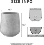 Kante 15.3" Dia Round Concrete Planter, Outdoor Indoor Large Plant Pots Containers with Drainage Hole and Rubber Plug for Home Garden Patio, Gray Concrete