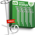 50pcs Landscape Fabric Pins, Bold 8 Gauge Galvanized Steel Garden Staples, Landscape Fabric Staples Tent Stakes Yard Stakes for Decoration Weed Barrier (50 X 6in)