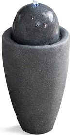 XBrand 26" Modern Sphere Water Fountain with LED Light – Indoor Outdoor Stone Texture Floor Fountain, Zen Bubbling Ball Water Feature for Garden Patio Porch - Gray