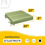 AAAAAcessories Outdoor Seat Cushions for Chairs, Waterproof, Fade-Resistant, 22" x 22" x 3", Patio Furniture Replacement Cushions, Set of 2, Mossy Forest Stripe