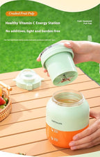 OSTMARS Portable Fruit Blender, Automatic Mini Juicer Cup, Mint Green and Yellow, 500mL Capacity