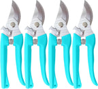 Pruning Shears for Gardening, 4 Pack Garden Scissors for Cutting Fresh Flowers, Floral Clippers for Plants, Fruits (Blue)