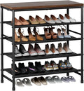 Mavivegue Metal Shoe Rack, 5 Tier Shoe Organizer with MDF Board and Non-Woven Fabric, Shoe Rack for Entryway and Closet,Industrial, Rustic Brown