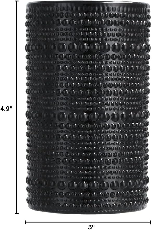 Fortessa Jupiter Beaded Hobnail Glass, 13 Ounce Iced Beverage (Set of 6), Obsidian Black
