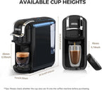 MK-603 Mini Multi Pod Coffee Maker, Hot/Cold Single Serve Espresso Machine, 4-in-1 Brewer Compatible with K Cup Pods,Nes Original/DG Capsule and Ground Coffee, Fast Brew, Black