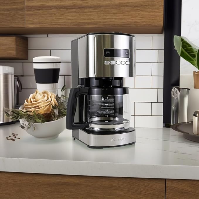 Kenmore Drip Coffee Maker - Programmable Cafe Machine With Glass Pot, Regular & Bold Brew, Auto Shut Off Large Water Reservoir, Reusable Filter, Kitchen Appliances For Cafeteria Barista, 12 Cup Black