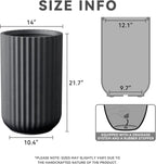 Kante Tall Fulted Planter, 21.7 Inch Tall Round Concrete Plant Pots with Drainage Hole and Rubber Plug, Modern Decor for Indoor Outdoor Plants, Flower, Black