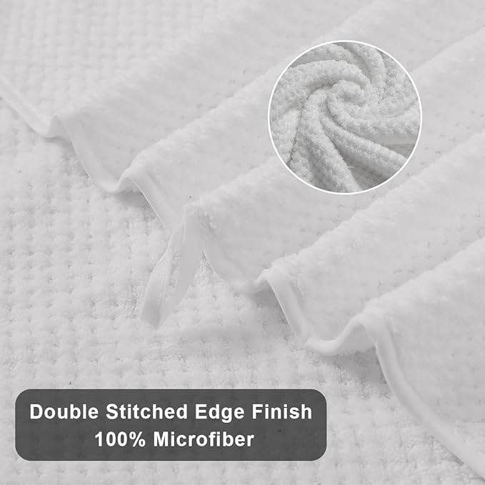Hand Towels Set 2 Pack-16“x31”,Ultra Soft Microfibers Bathroom Towel Set Highly Absorbent Quick Dry Luxury Premium Towel Lightweight Durable Hand Towel Collection for Hotel Spa Gym Kitchen,White