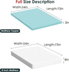 FDW 8 inch Full Mattress Gel Memory Foam Mattress for Cool Sleep,Medium Firm with 3 Inch Gel Memory Foam Topper Set/,Pressure Relief,CertiPUR-US Certified (Full)