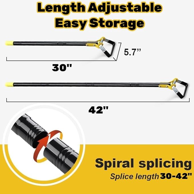 Ihomepark Adjustable Heavy-Duty Long-Handle Garden Hoe: Black Scuffle Hula Hoe for Efficient Weeding and Gardening, 30-42 Inch Loop Stirrup Design (3.5 FT)