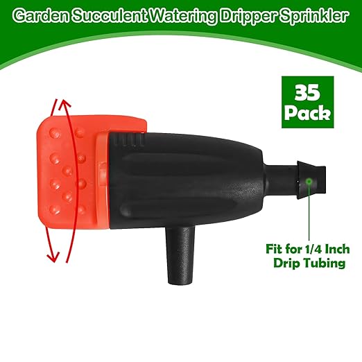 Garden Irrigation Dripper for 1/4" Drip Irrigation Tubing, 35 Pack Adjustable Drip Emitters Succulent Micro Watering Dripper for Individual Shrubs and Trees Irrigation System