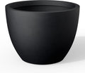 Kante 17.3 Inch Round Concrete Planter - Classic Large Indoor/Outdoor Plant Pot with Drainage Hole and Rubber Plug, Suitable for Gardens and Patios, Black